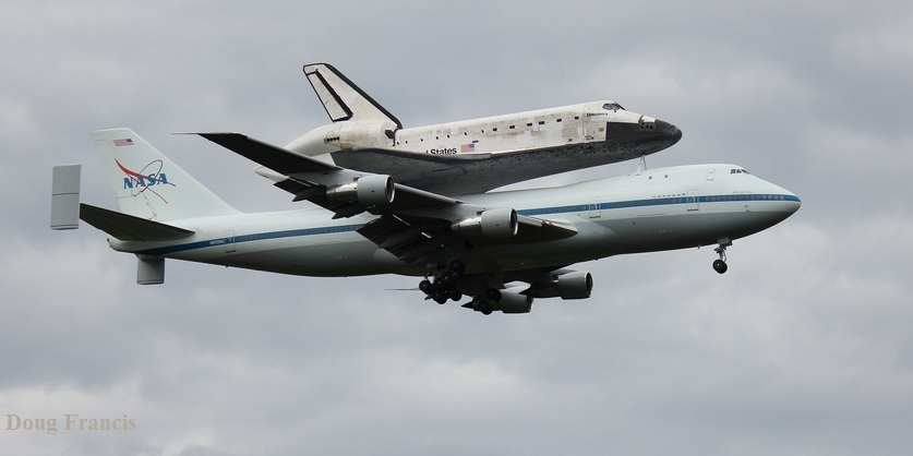 Discovery Space Shuttle flying piggyback